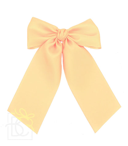 OPAQUE SATIN BOW W/ EURO KNOT & TAILS ON ALLIGATOR CLIPS: Antique White / 4.5" Large - Persnickety Shop