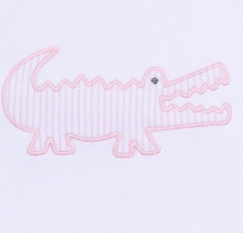 Magnolia Baby Gator Applique Short Pajamas - Pink - Persnickety Shop
