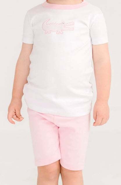 Magnolia Baby Gator Applique Short Pajamas - Pink - Persnickety Shop