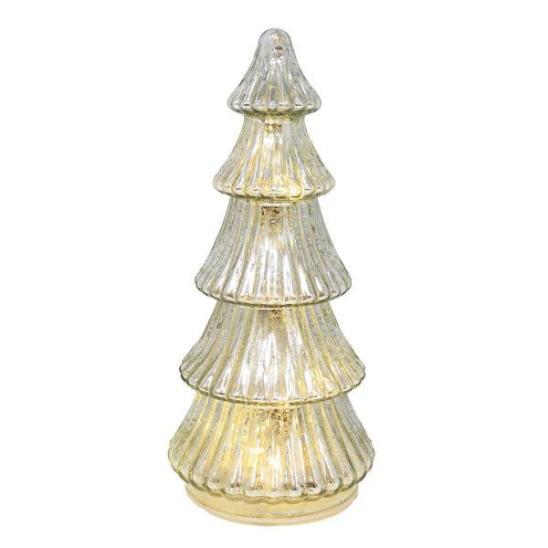 7 inch Silver Tiered Mercury Glass LED Tree - Persnickety Shop