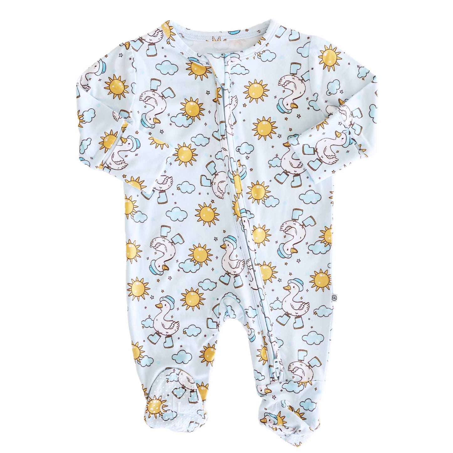 Silly Goose Zipper Footie | Blue: Silly Goose Blue / Newborn - Persnickety Shop