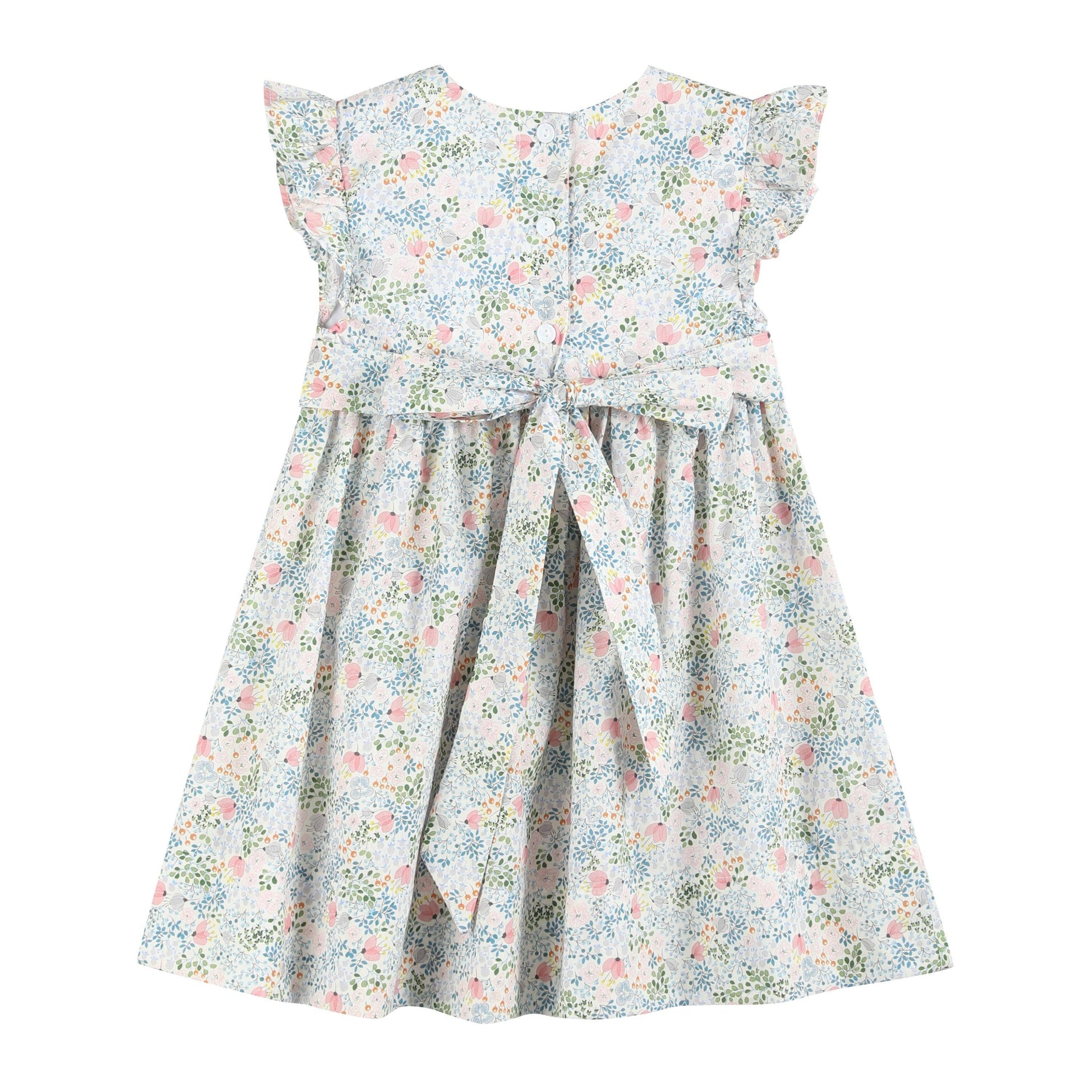 Pink Floral Print Smocked Flutter Dress - Persnickety Shop