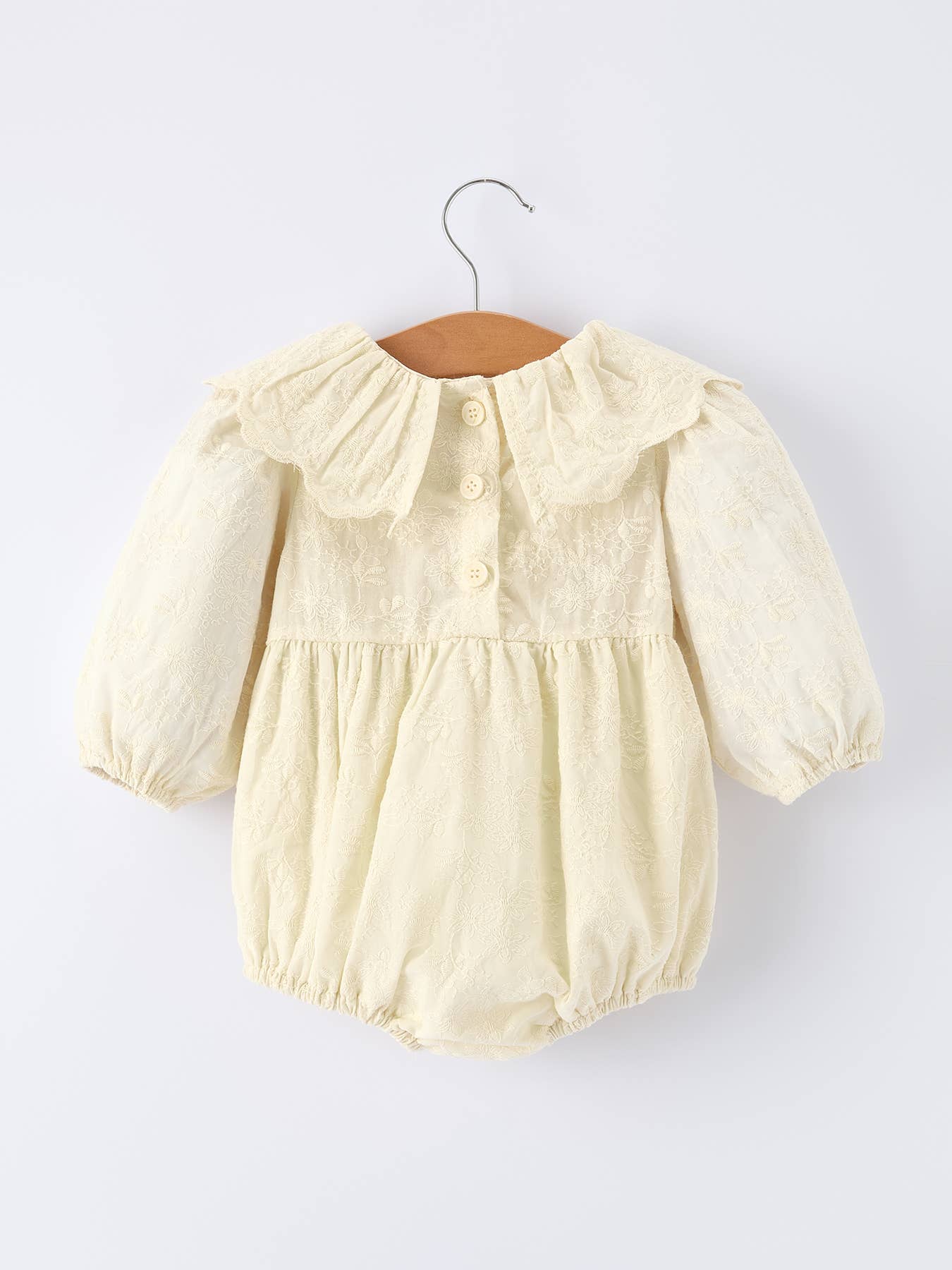 Long-Sleeved Embroidered Baby Doll Collar Romper: 24M - Persnickety Shop