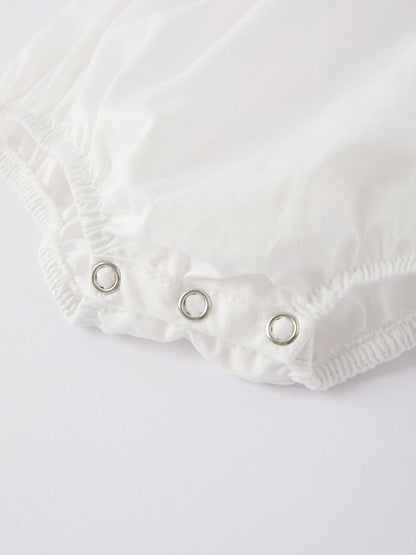 White  Smocked Church Christ Bishop Christening Girls Romper: 12M - Persnickety Shop