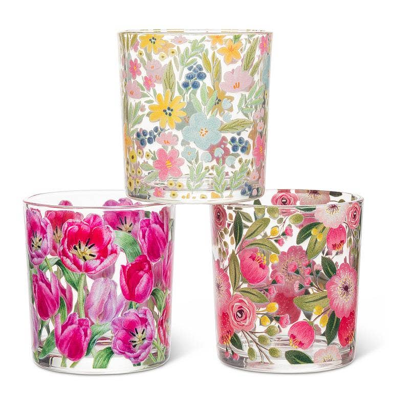 Pastel Florals Votive-3"H Spring / Easter