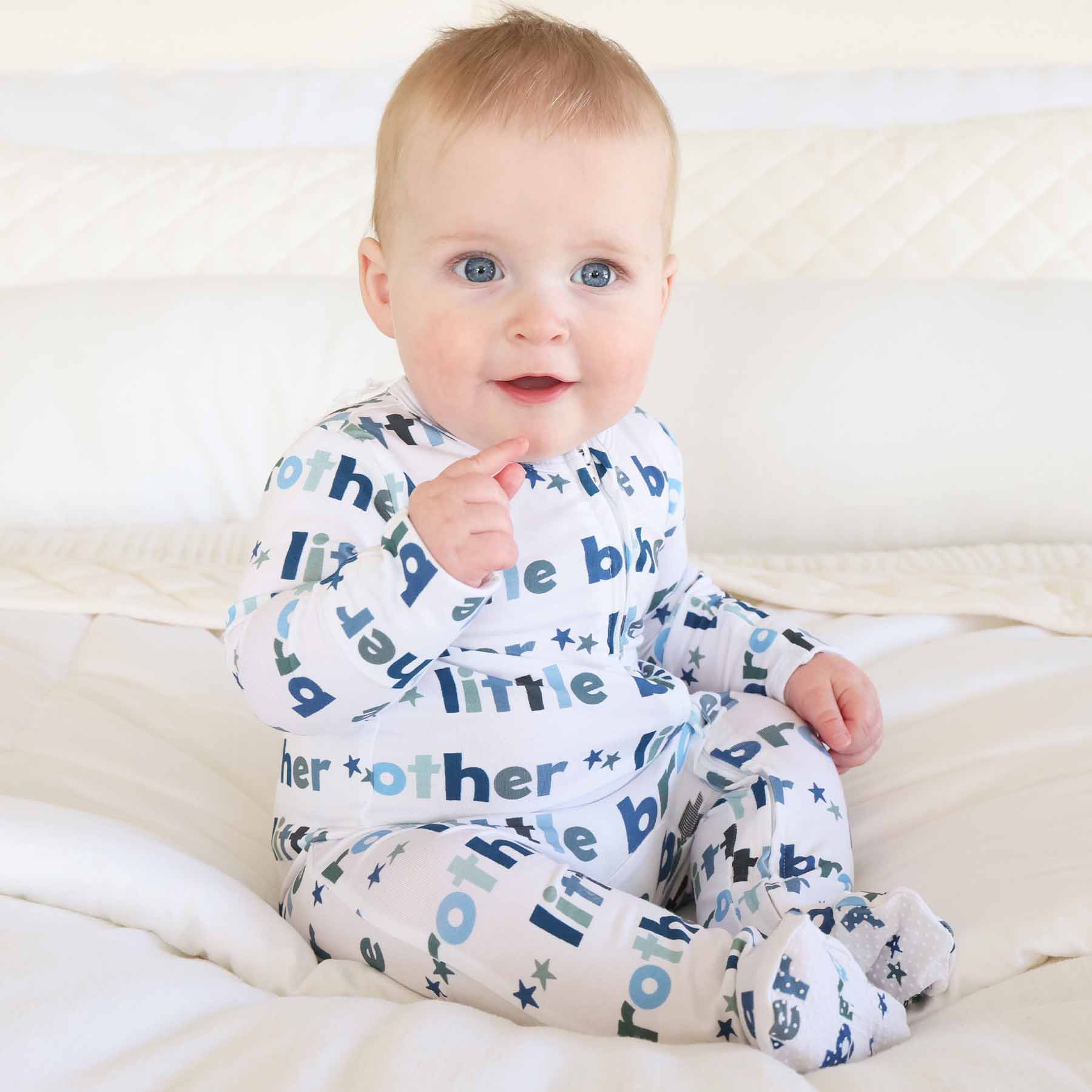 Little Sibling Zipper Footie: Little Brother / Newborn - Persnickety Shop