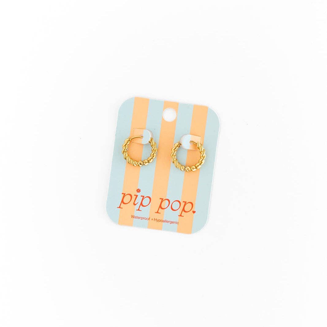 Braided Hoop Earrings - Hypoallergenic, Girl Gift: Blue / Pair