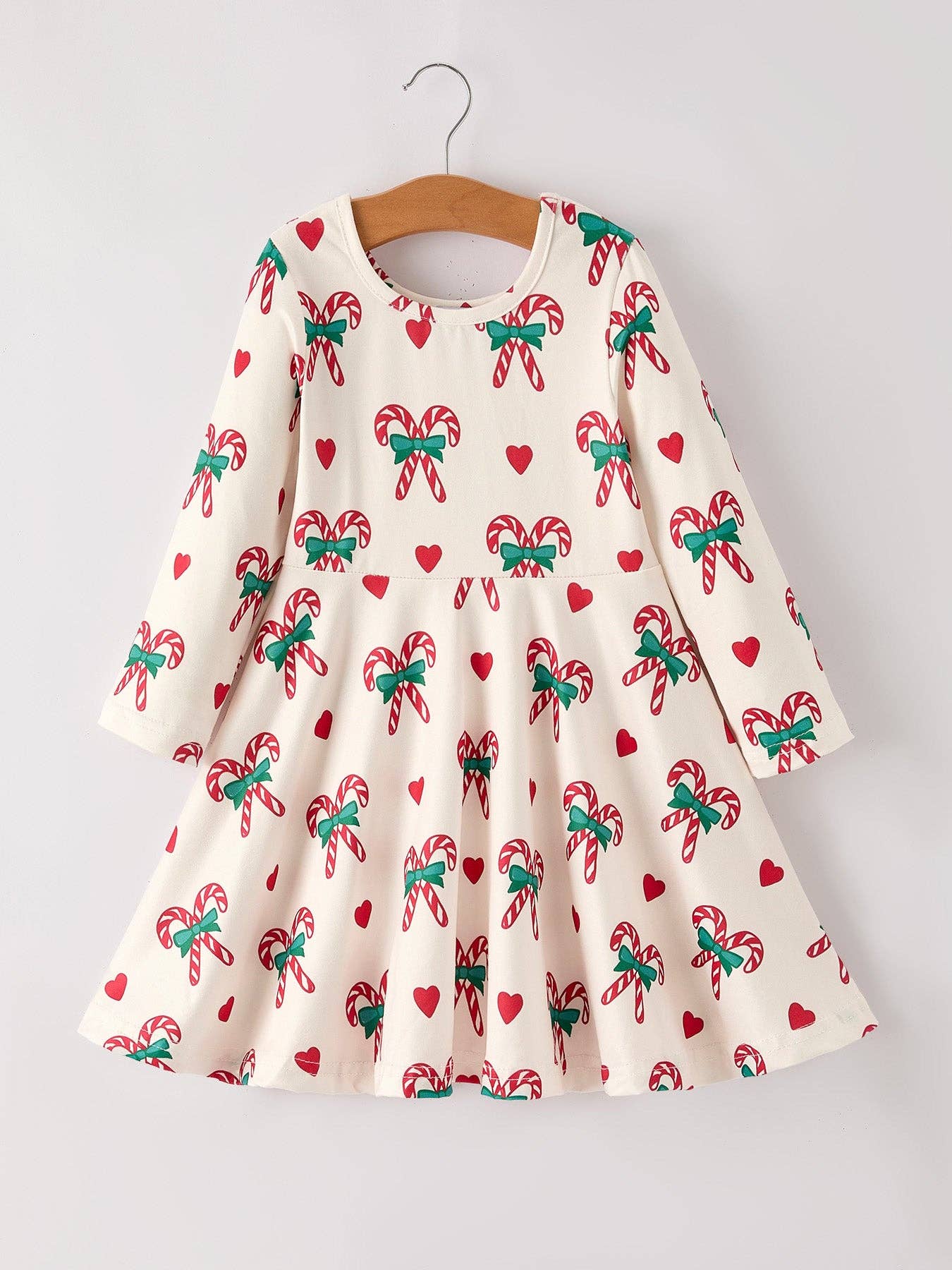 Candy Cane & Heart Christmas Girls Dress: 2 - Persnickety Shop