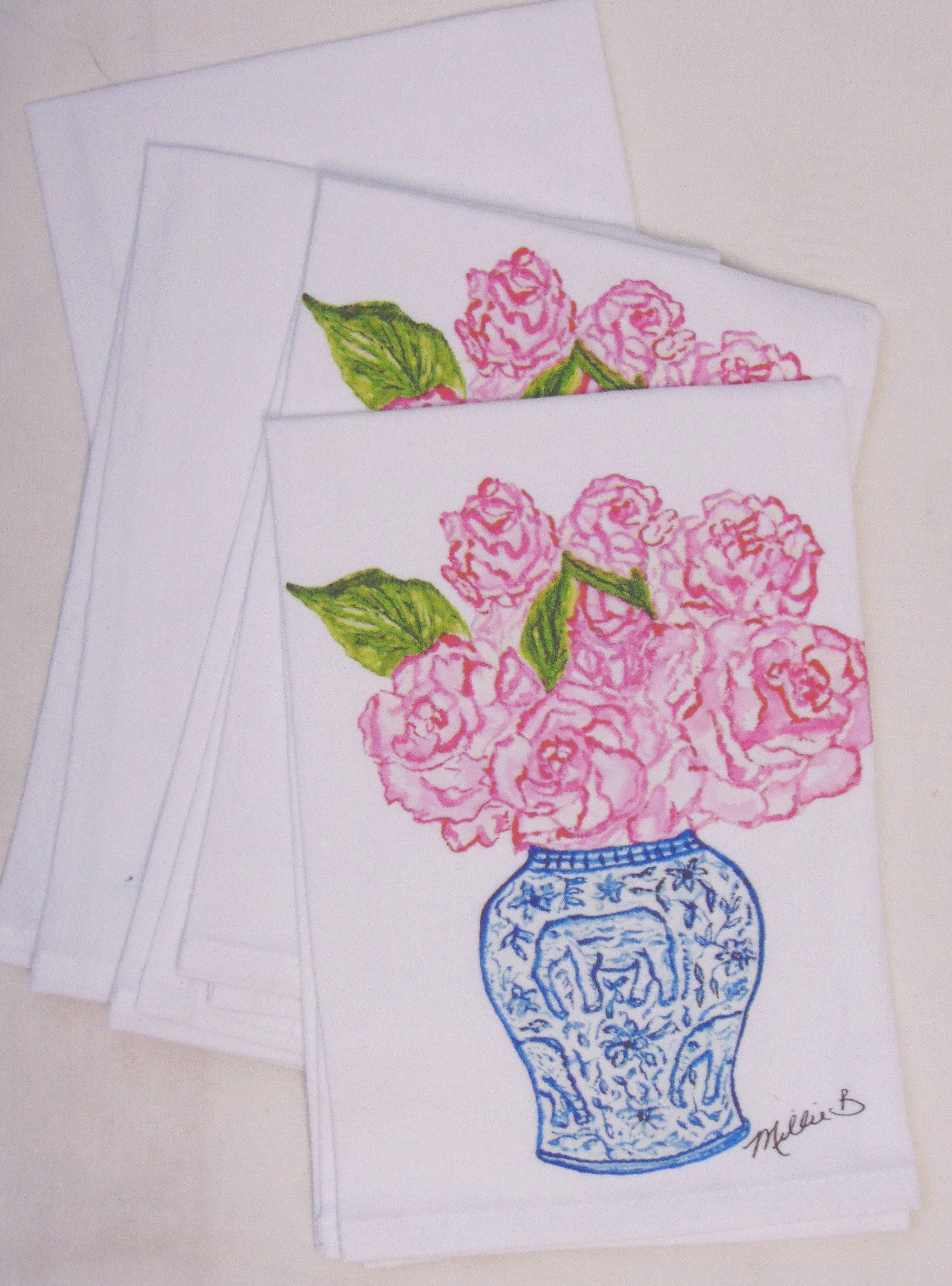 Limited Edition Ginger Jar Roses Flour Sack Napkins - Persnickety Shop