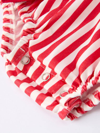 Valentine's Red Stripe Heart Bubble Romper for Baby Girls: 3M - Persnickety Shop
