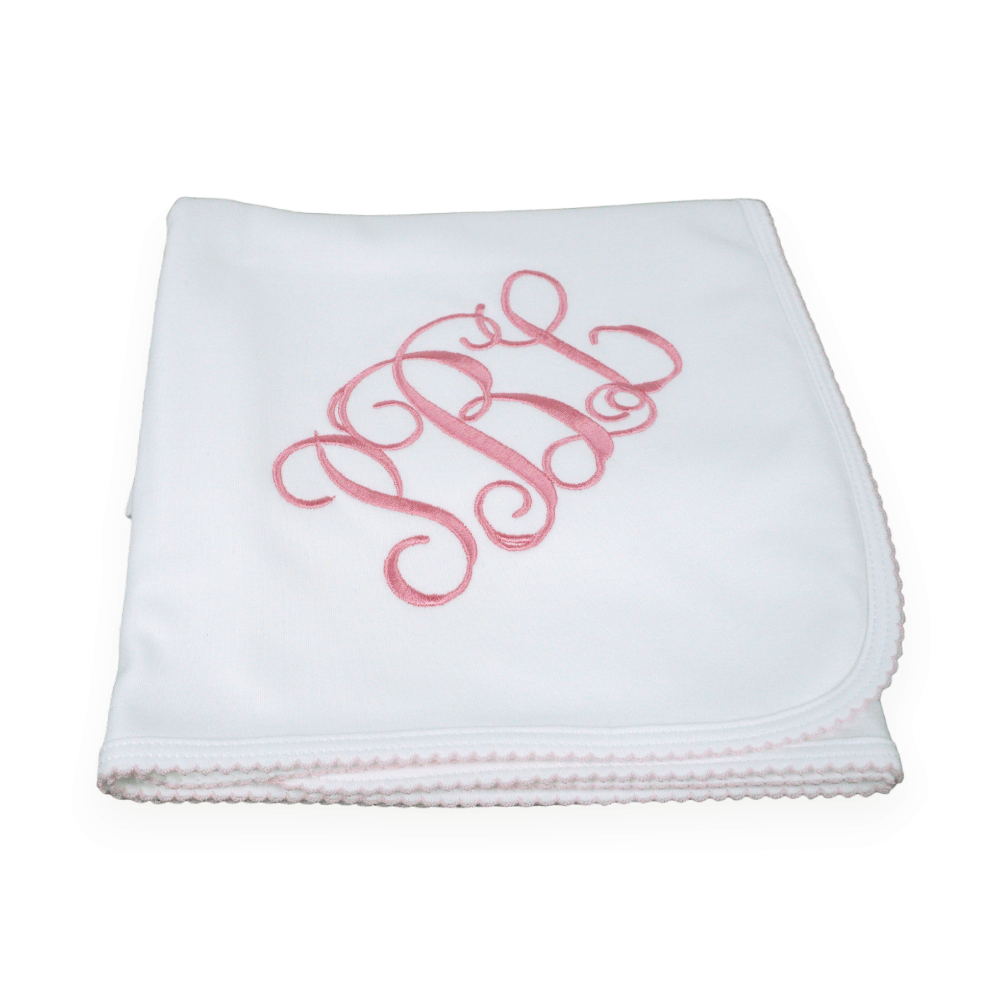 Marcela Pima Cotton Baby Blanket: White w/Blue - Persnickety Shop