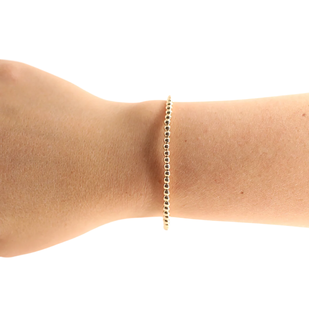 Beaded Blondes 3MM Gold Beaded Bracelet 6.75 inch