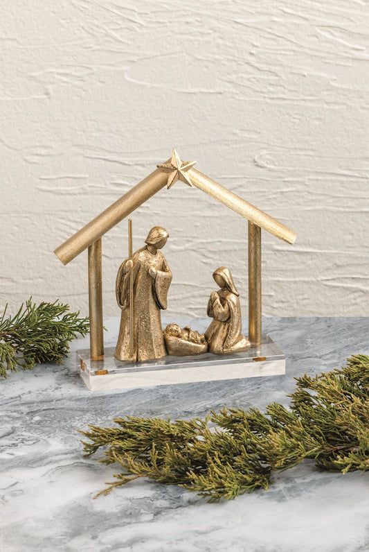 GOLD RESIN NATIVITY DISPLAY