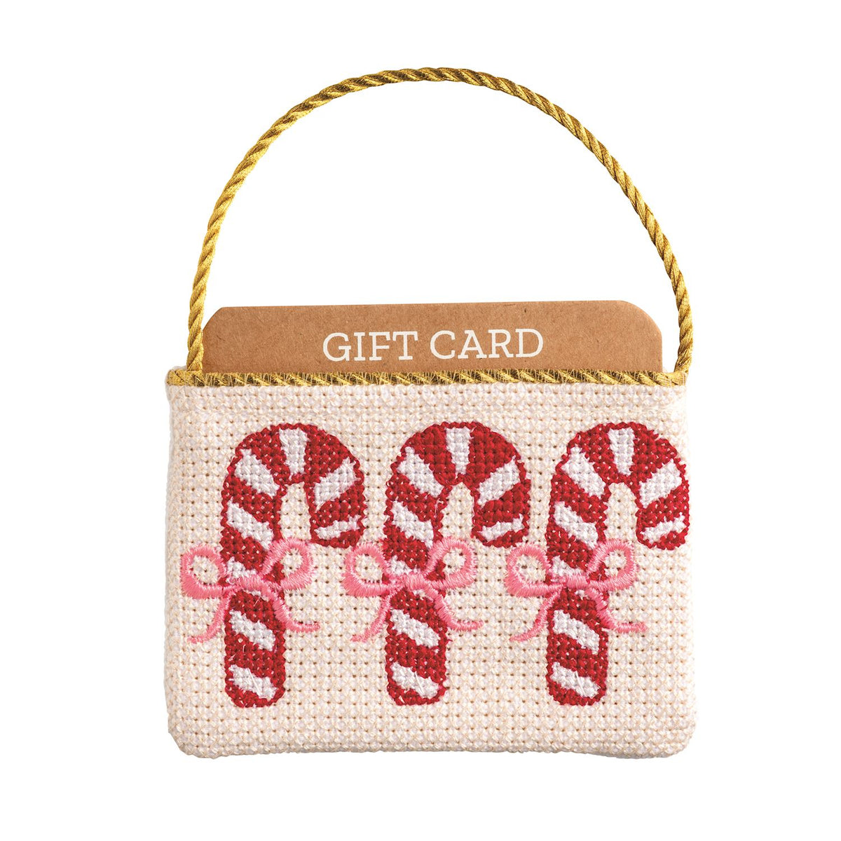 Mud Pie Candy Cane Needlepoint Gift Card Pouch