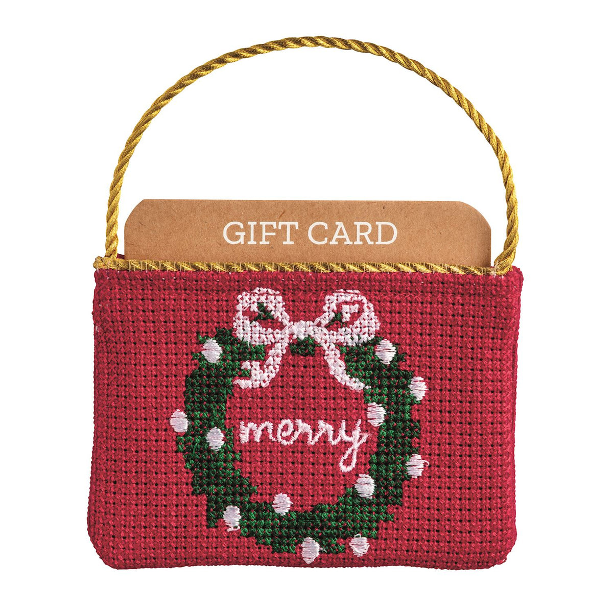 Mud Pie  Wreath Needlepoint Gift Card Pouch