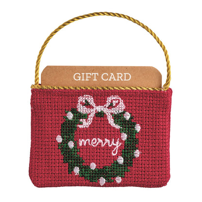 Mud Pie  Wreath Needlepoint Gift Card Pouch