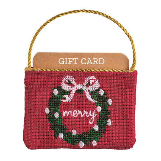 Mud Pie  Wreath Needlepoint Gift Card Pouch
