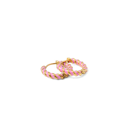 Braided Hoop Earrings - Hypoallergenic, Girl Gift: Pink / Pair