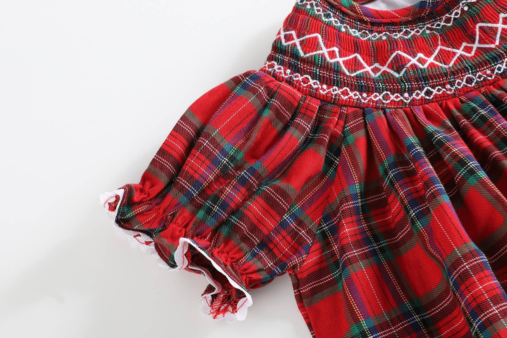Red Christmas Plaid Smocked Bishop Dress - Persnickety Shop