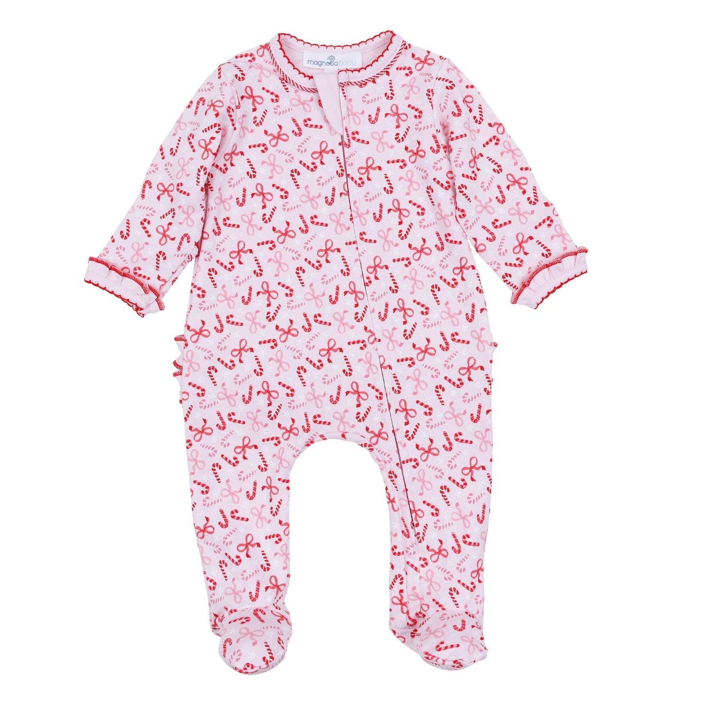 Candy Cane Lane Print Ruffle Footie - Persnickety Shop