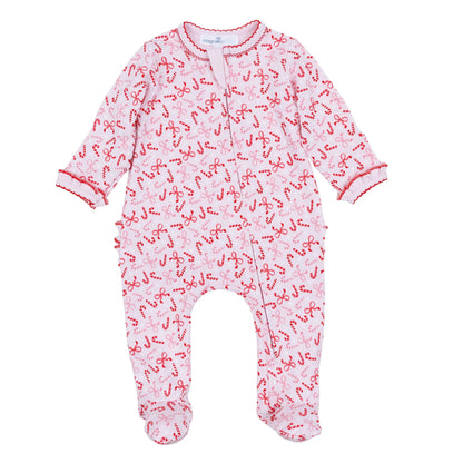 Candy Cane Lane Print Ruffle Footie - Persnickety Shop