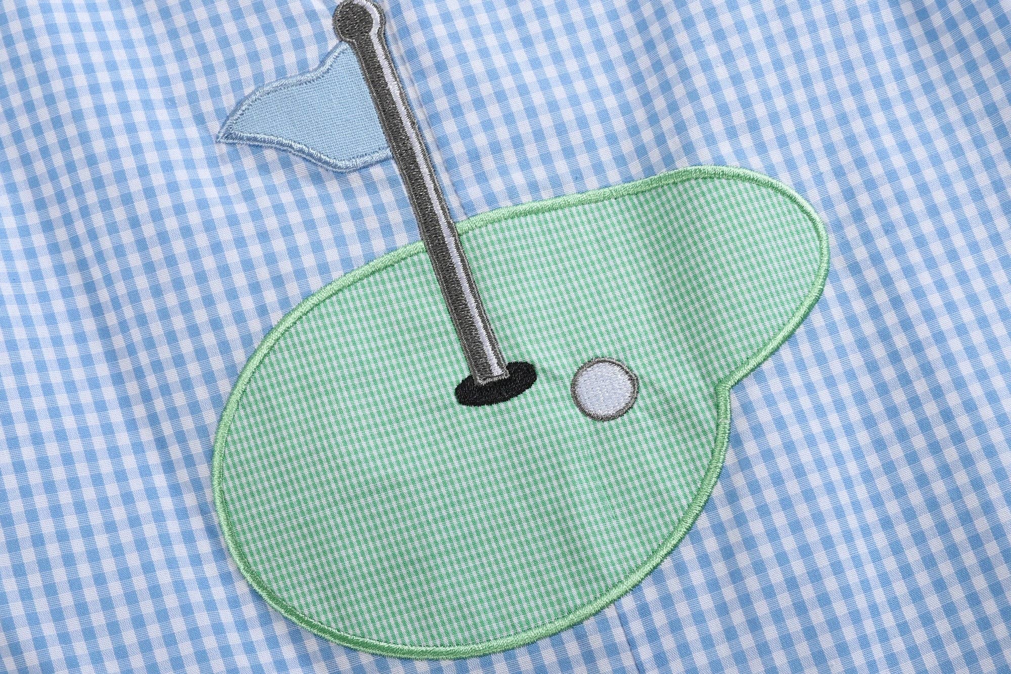 Blue Gingham Golf Hole Shortall Jon Jon