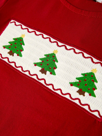 Christmas Smocking Embroidered Christmas Tree Plaid  Boy Set: 4 - Persnickety Shop