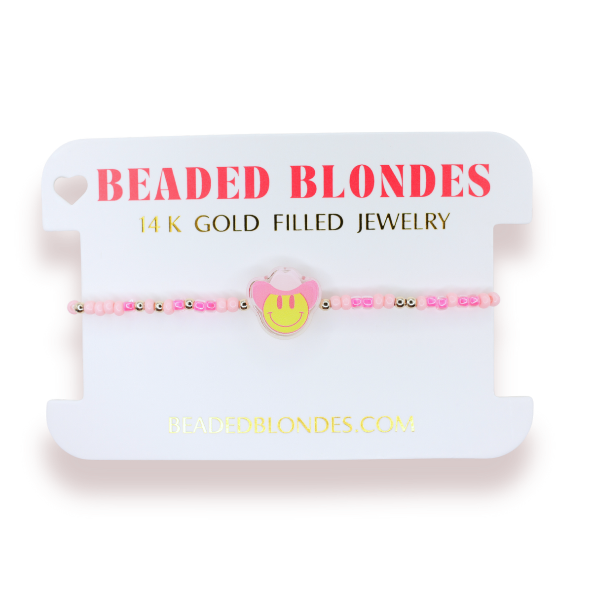 Smiley Cowgirl Bracelet on Pink Sprinkle: Standard 6.75 Inch