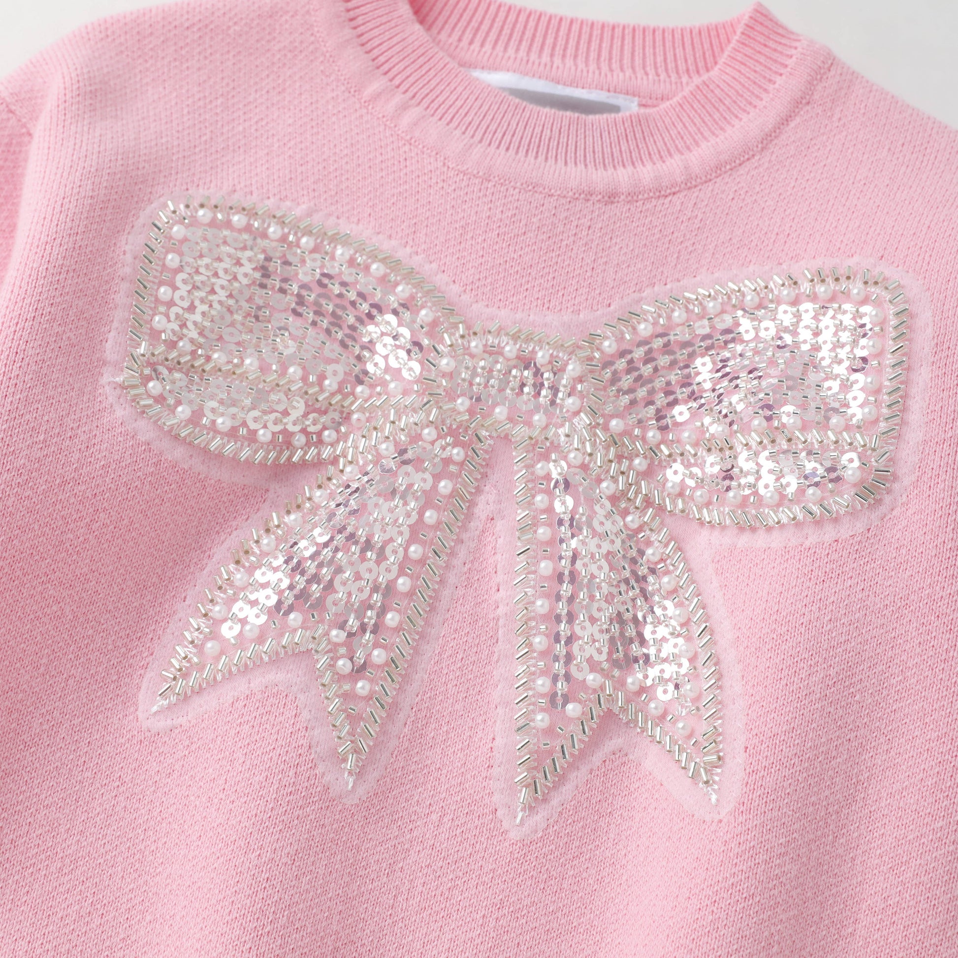 Pink Christmas Sparkle Bow Sweater - Persnickety Shop