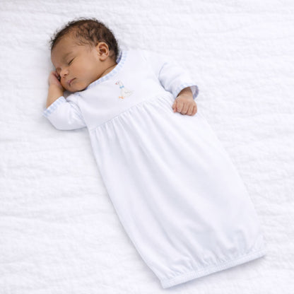Magnolia Baby Silly Goose Gathered Gown - Light Blue - Persnickety Shop