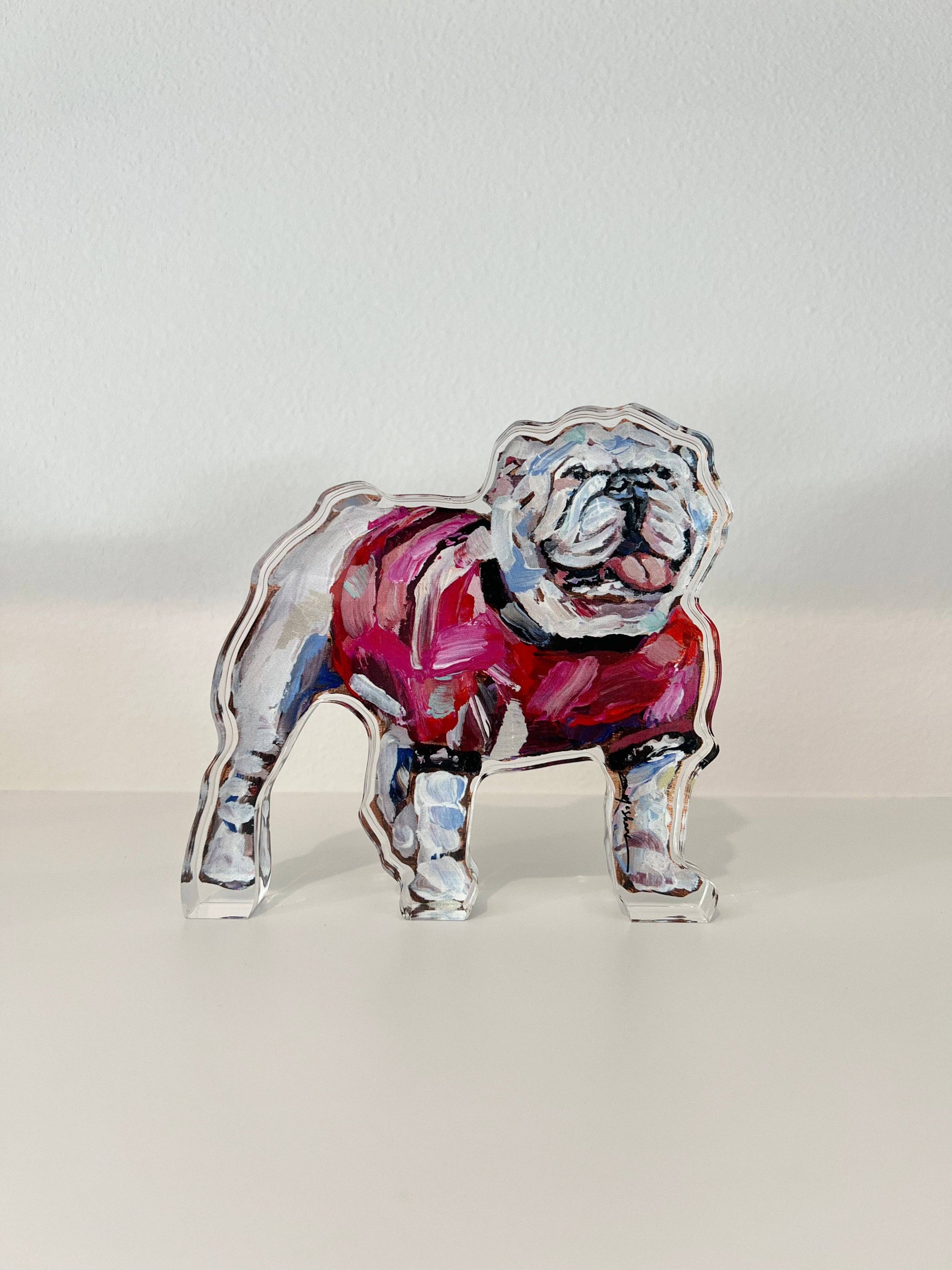 "Bulldog Red Shirt" acrylic shelfie: Large - Persnickety Shop