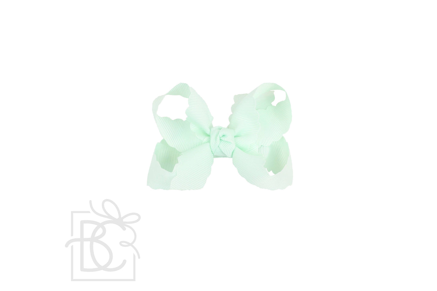 SCALLOPED EDGE BOW: Powder Mint / 4.5" Large - 1.5" Ribbon on Alligator Clip