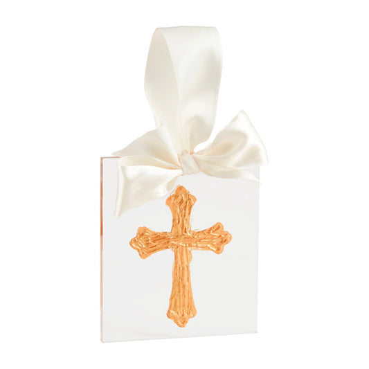 Gold Acrylic Cross Ornament - Persnickety Shop