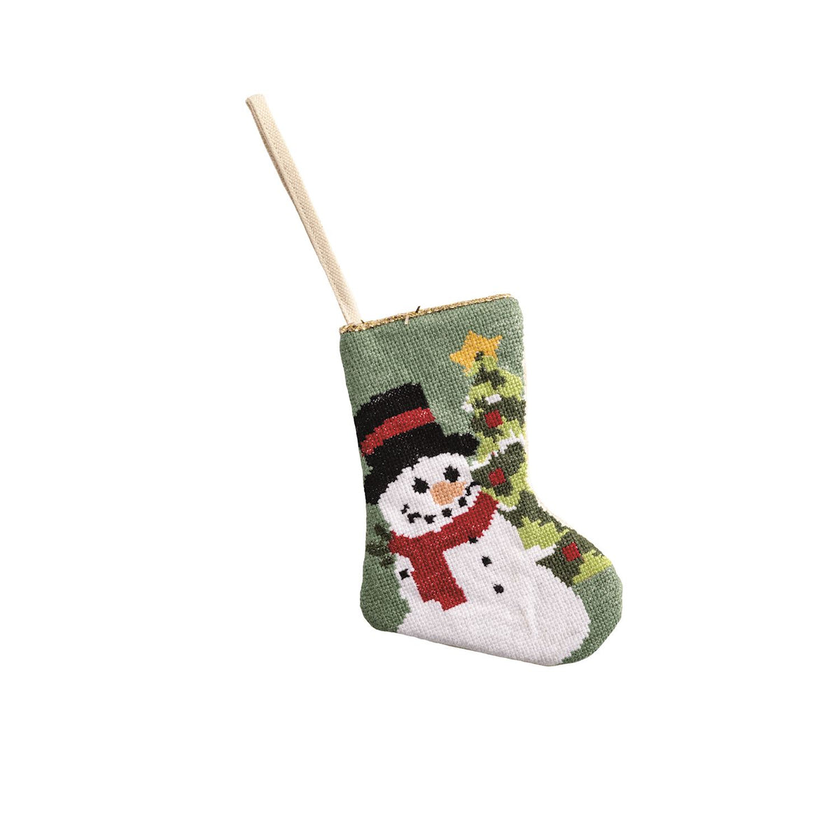Mud Pie Snowman Mini Needlepoint Stocking