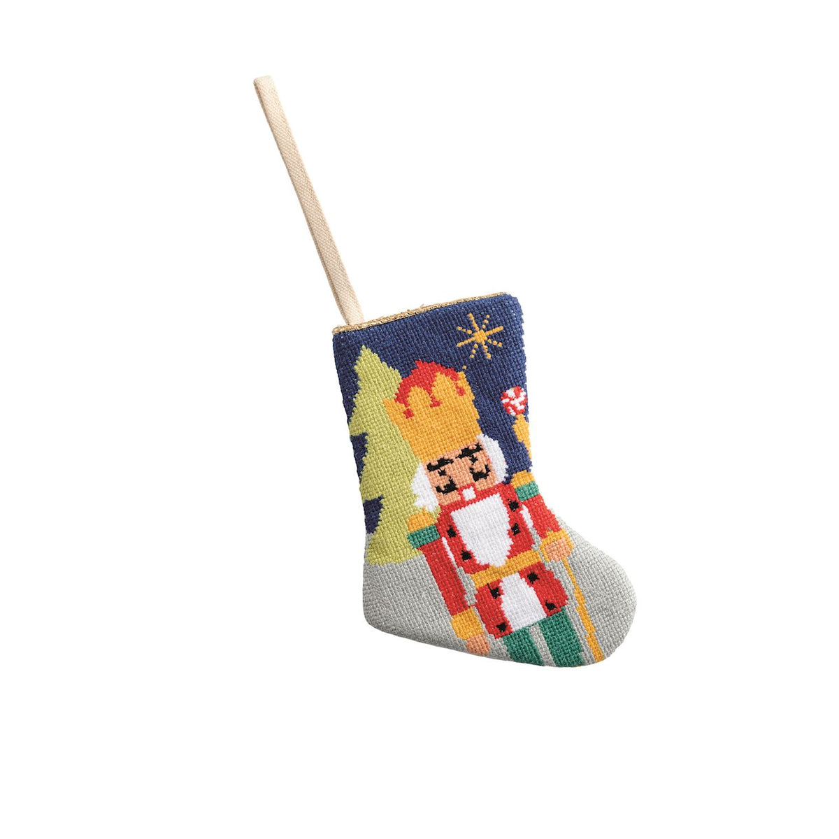 Mud Pie Nutcracker Mini Needlepoint Stocking