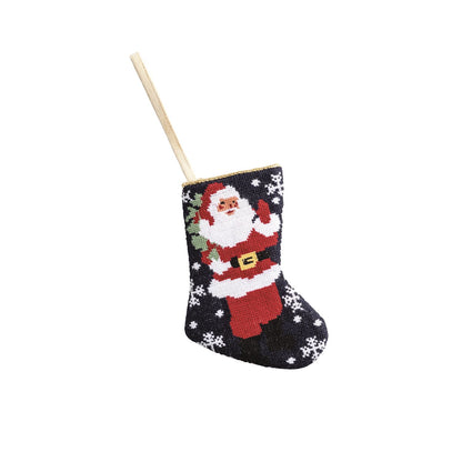 Mud Pie Santa Mini Needlepoint Stocking
