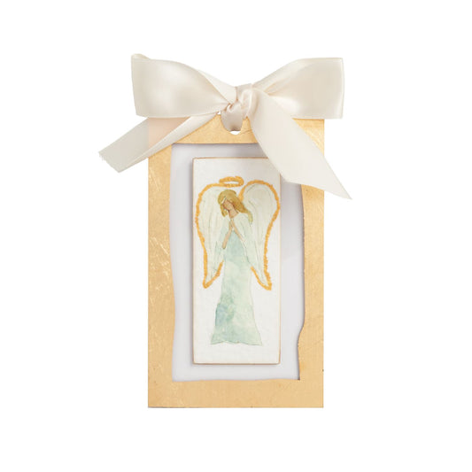 Mud Pie Front Facing Angel Gold Painted Acrylic Ornament