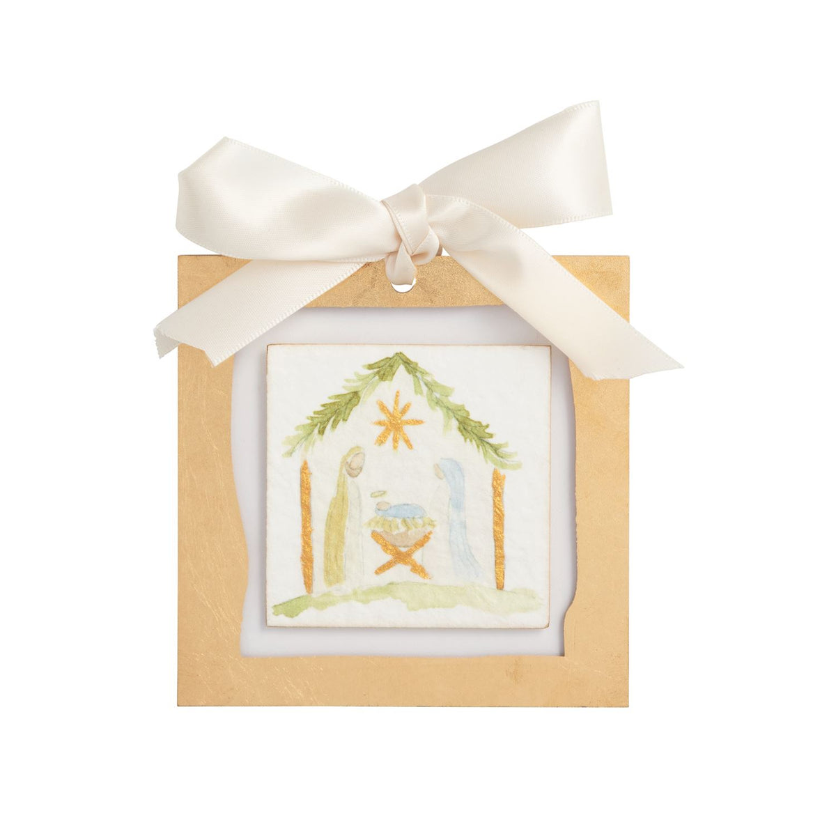 Mud Pie Nativity Gold Painted Acrylic Ornament