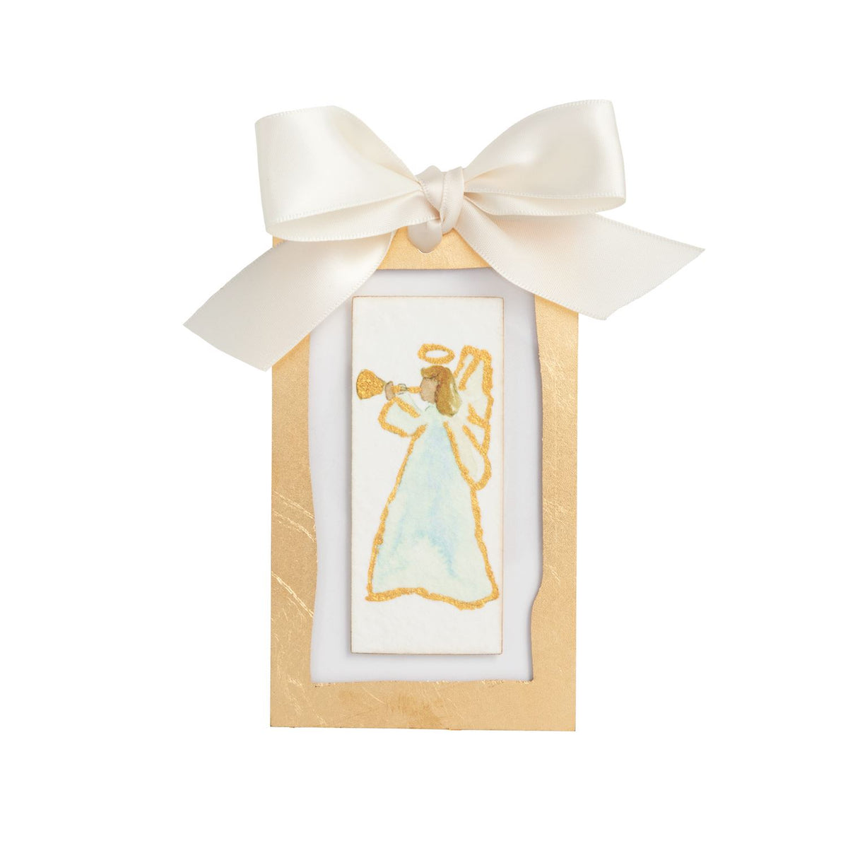 Mud Pie Sideways Angel Gold Painted Acrylic Ornament