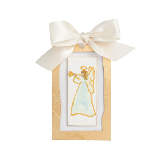 Mud Pie Sideways Angel Gold Painted Acrylic Ornament - Persnickety Shop