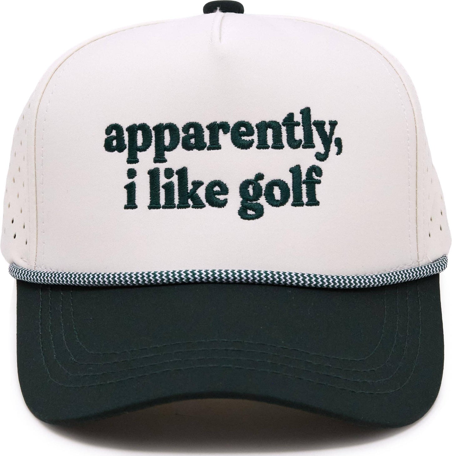Kid's Golf Hat - Apparently, I Like Golf - Green/Beige: Small