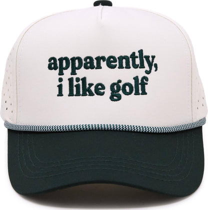 Kid's Golf Hat - Apparently, I Like Golf - Green/Beige: Small