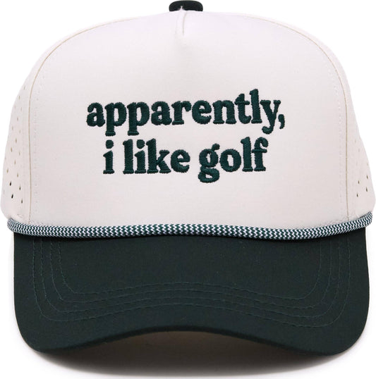 Kid's Golf Hat - Apparently, I Like Golf - Green/Beige: Small