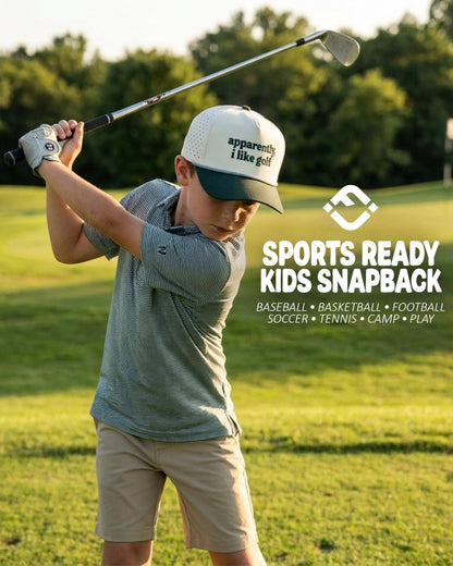 Kid's Golf Hat - Apparently, I Like Golf - Green/Beige: Small