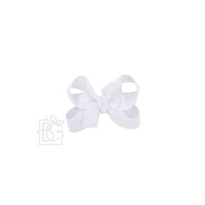 LAYERED ORGANZA/GROSGRAIN BOW ON CLIP: 5.5" Huge - 2.25" Ribbons on Alligator Clip / WHITE