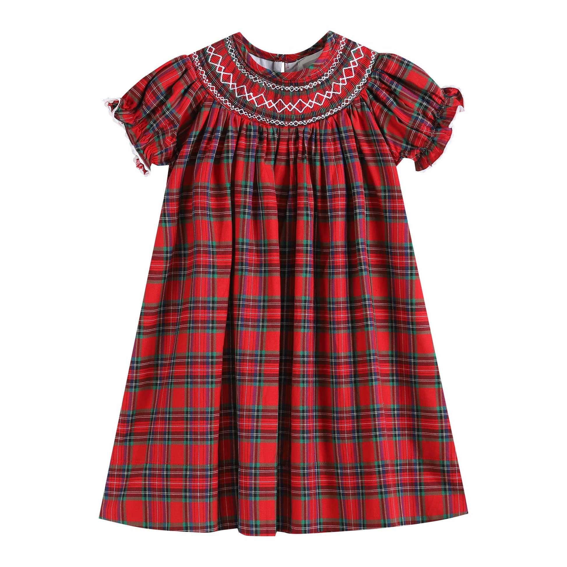 Red Christmas Plaid Smocked Bishop Dress - Persnickety Shop