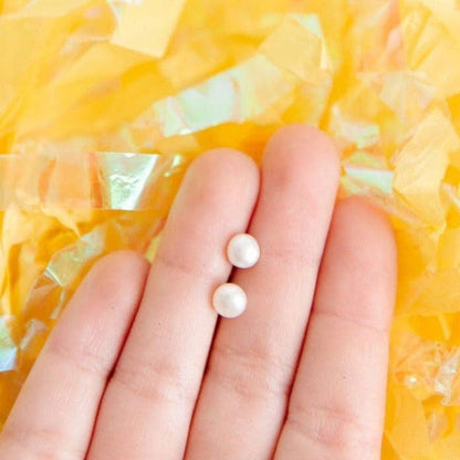Pearl Stud Earrings - Hypoallergenic, Flat Back, Girl Gift