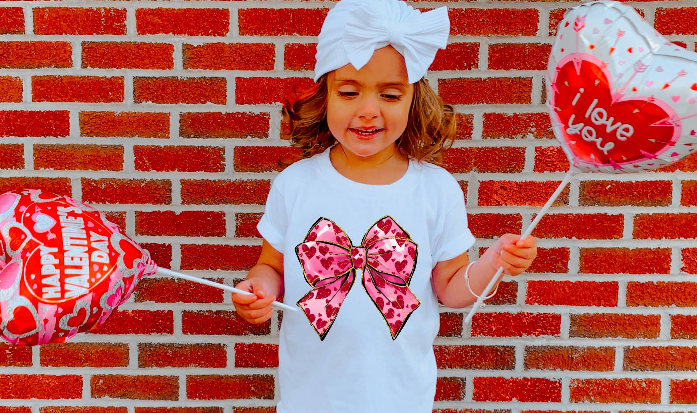 YOUTH Faux Glitter Heart Coquette Bow Tee Valentine’s Day: YOUTH S