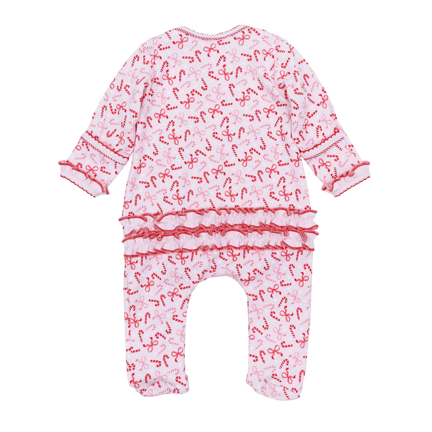 Candy Cane Lane Print Ruffle Footie - Persnickety Shop