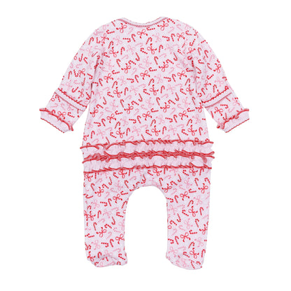 Candy Cane Lane Print Ruffle Footie - Persnickety Shop